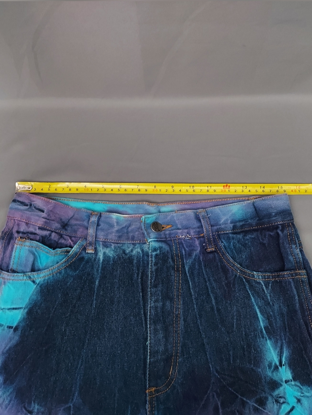 Vintage Danger Denim Shorts Size 13-14 Blue & Purple Tie Dye Jean Cutoffs - Picture 11 of 13